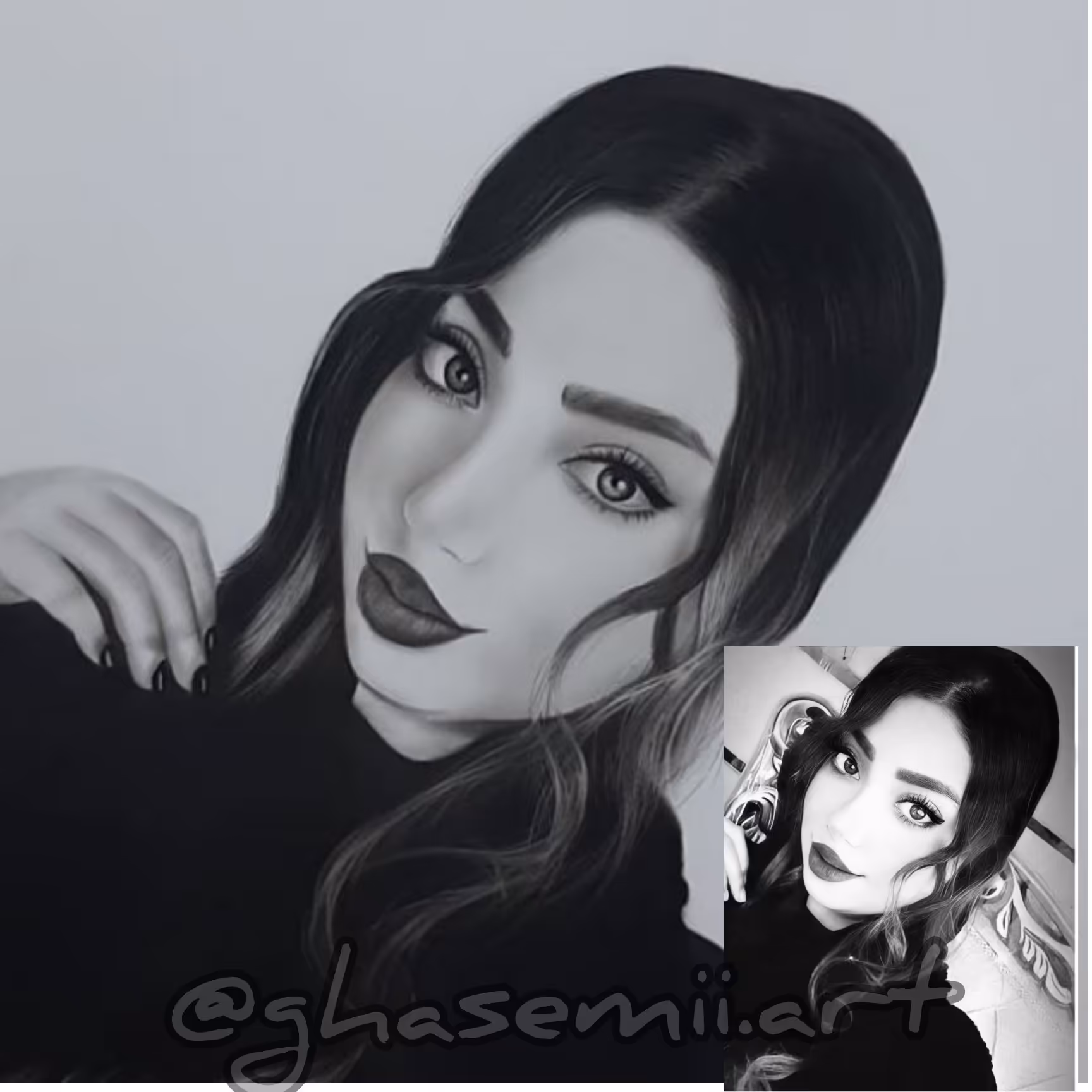 چهره تکنیک سیاه قلم سایز 50*70