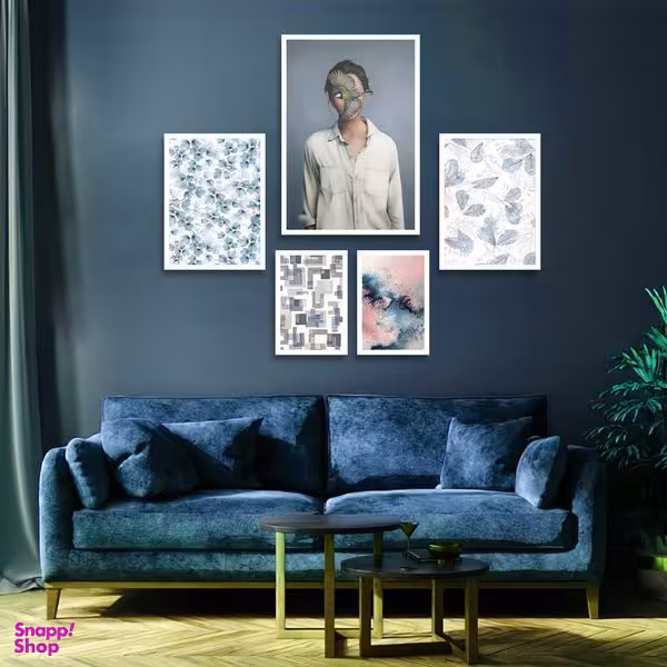 تابلو بکلیت طرح نقاشی مدرن دکوراتیو مدل W-1837 مجموعه 5 عددی