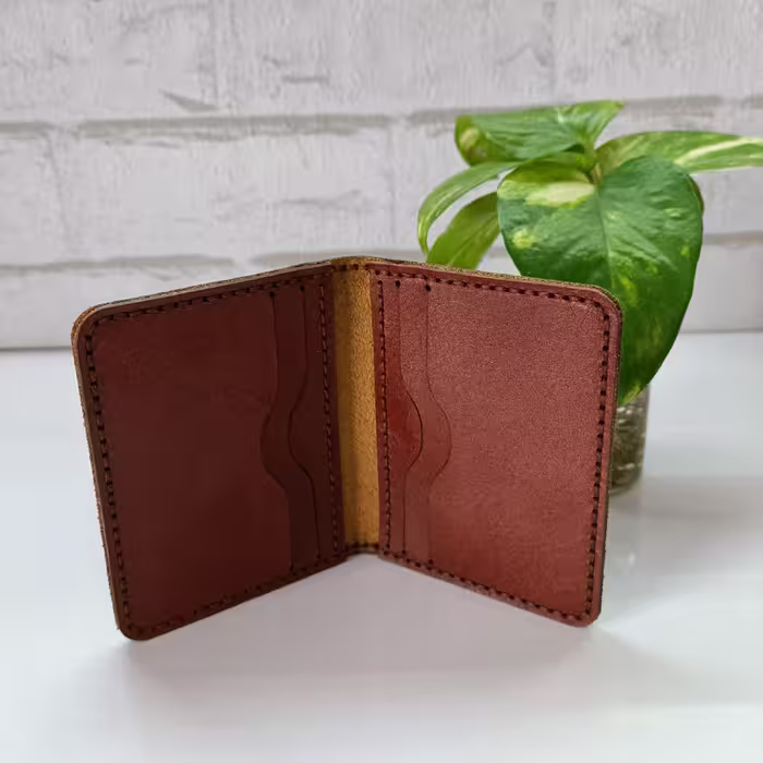 کیف چرم دست دوز جاکارتی قهوه ای 