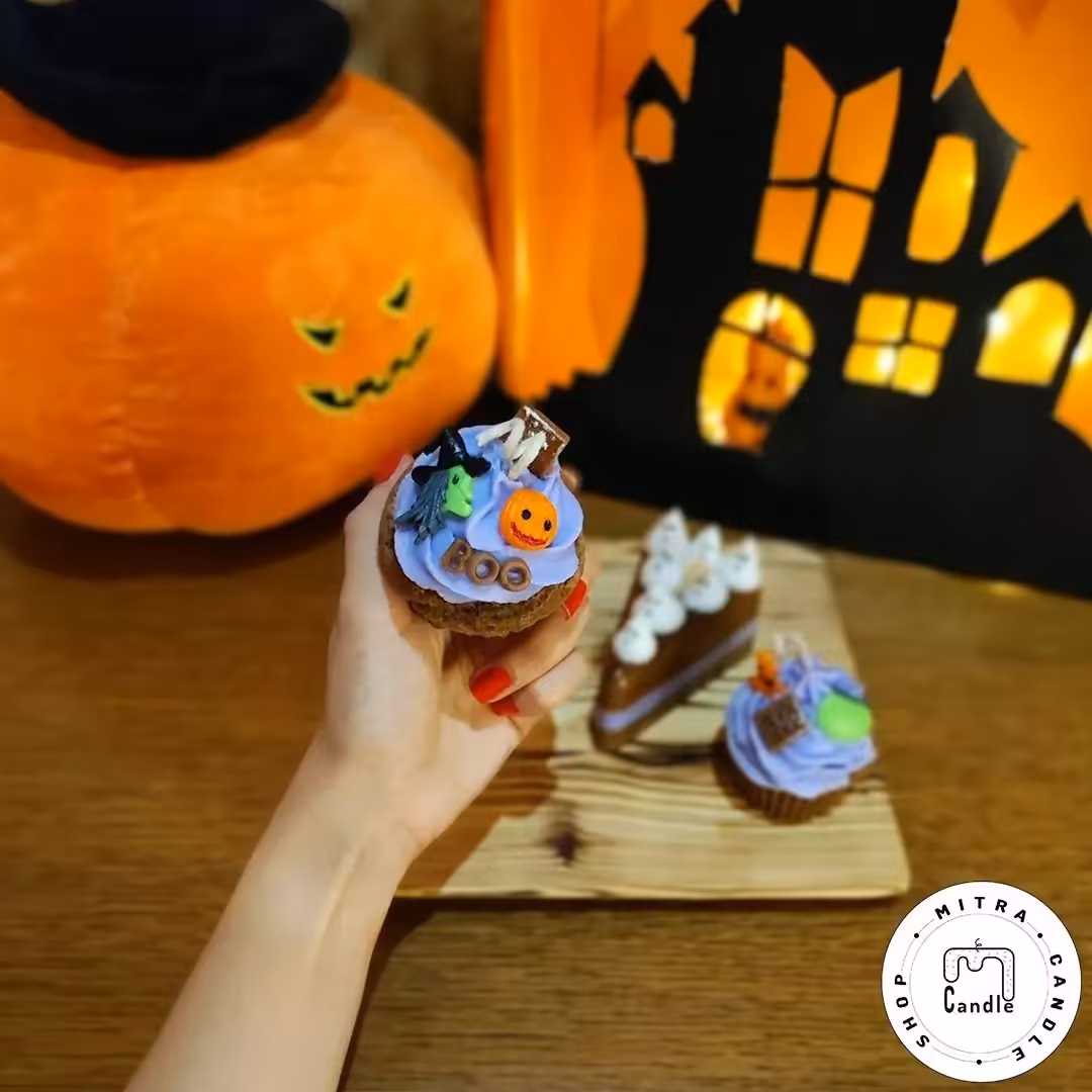 شمع کاپ کیک بزرگ هالووین