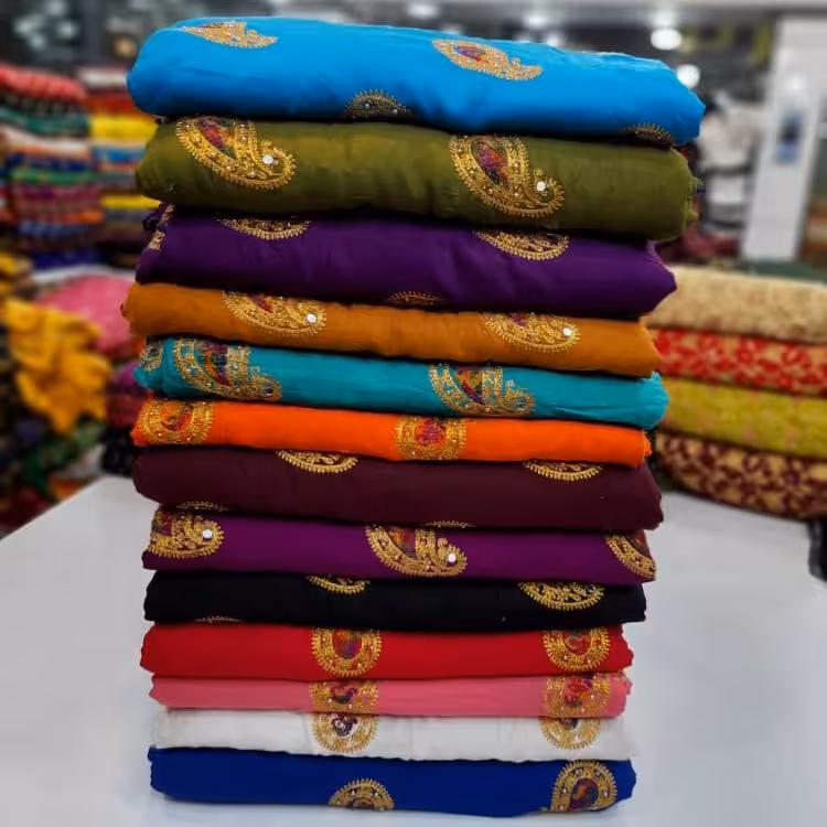 پارچه نخی سوزندوزی در 14 رنگ حذاب 