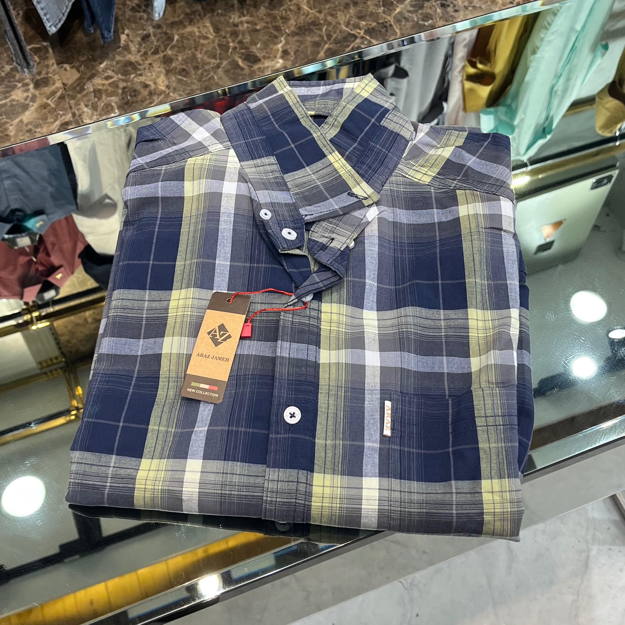 پیراهن آستین بلند چهار خانه پنبه سایز 2XL تا 5XL