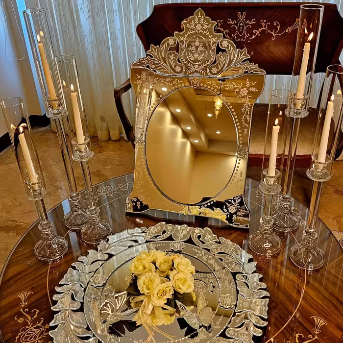 آینه ونیزی مدل مستطیل تاج دار