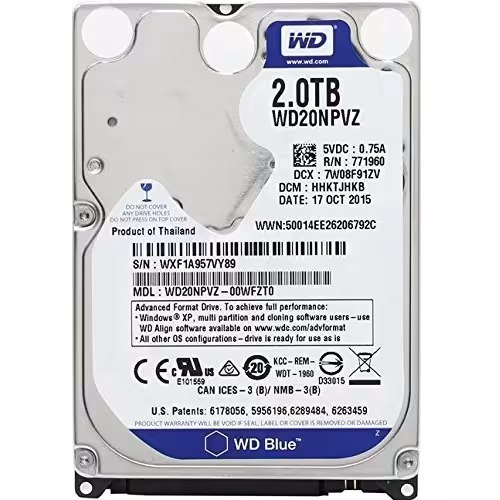 هارد دیسک لپ تاپ وسترن دیجیتال سری Blue 2TB