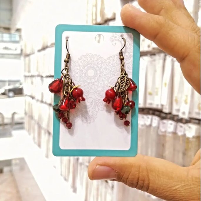 گوشواره اویز دار هندوانه وانار(طرح یلدایی)qr258