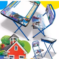 میز تحریر باکس دار همراه صندلی   صفحه رو وایت برد  طرح فروزن 