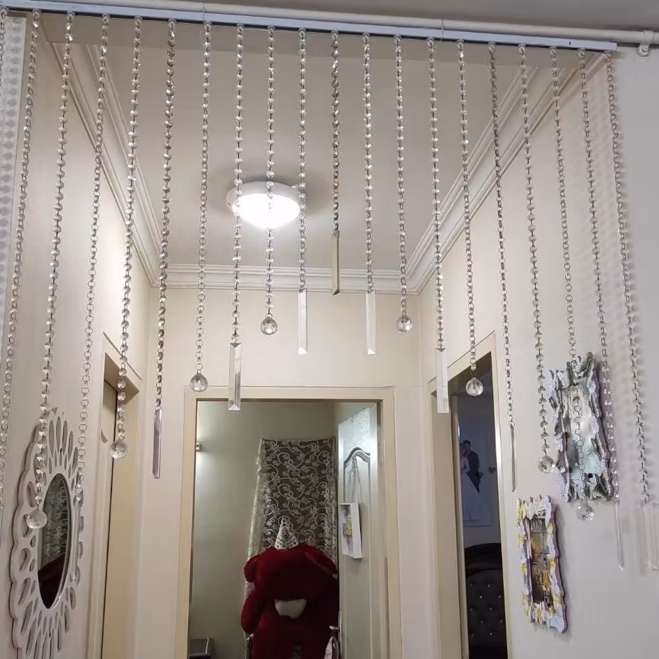 پرده کریستالی ترکیب گوی و کاردی عرض 1متر