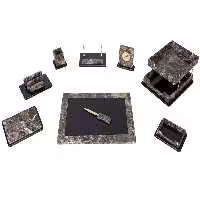 ست رومیزی مدیریتی 10 تیکه قائم کد 310 طرح سنگ تیره هایگلاس