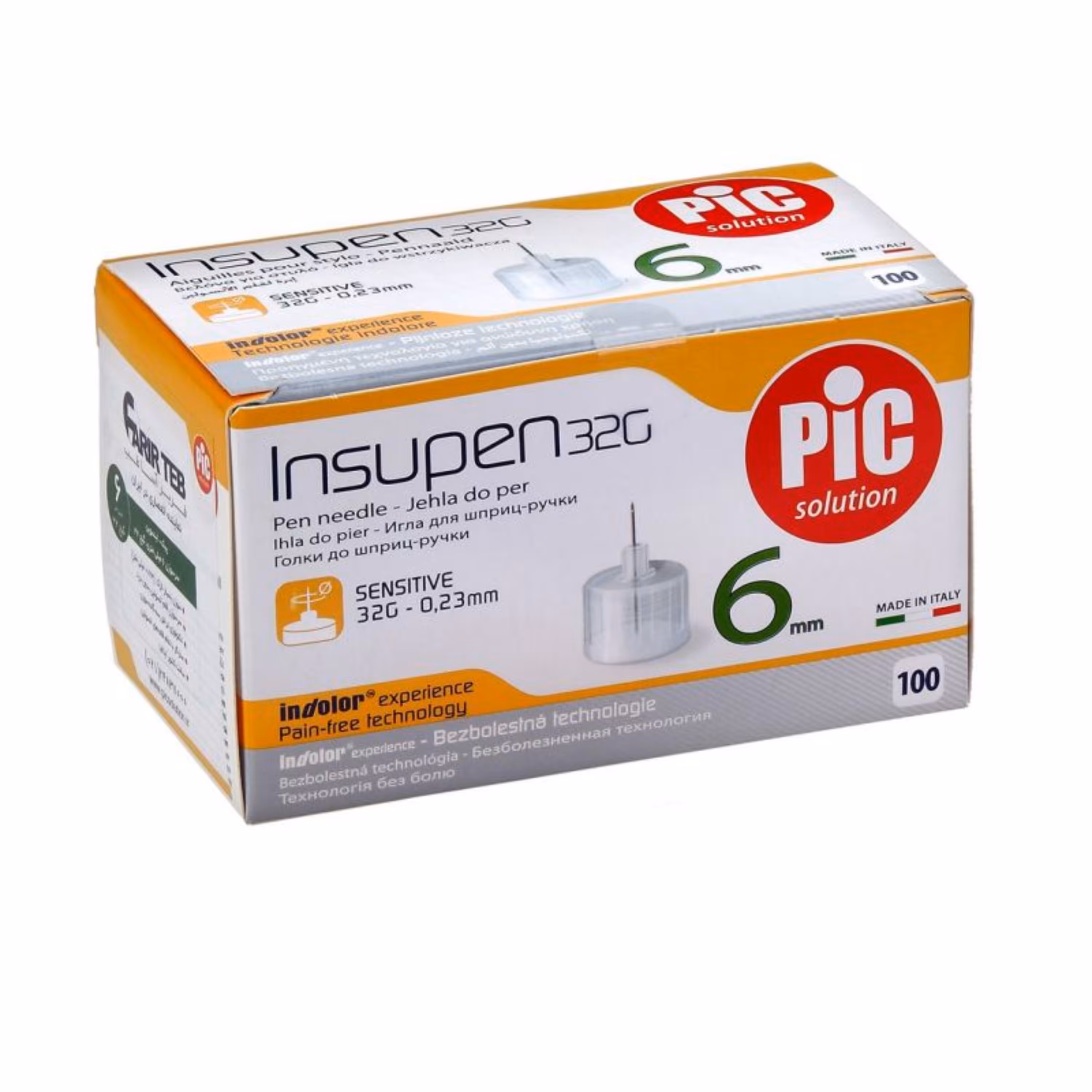 سوزن قلم انسولین پیک سلوشن 6 میلی متر بسته 100 عددی