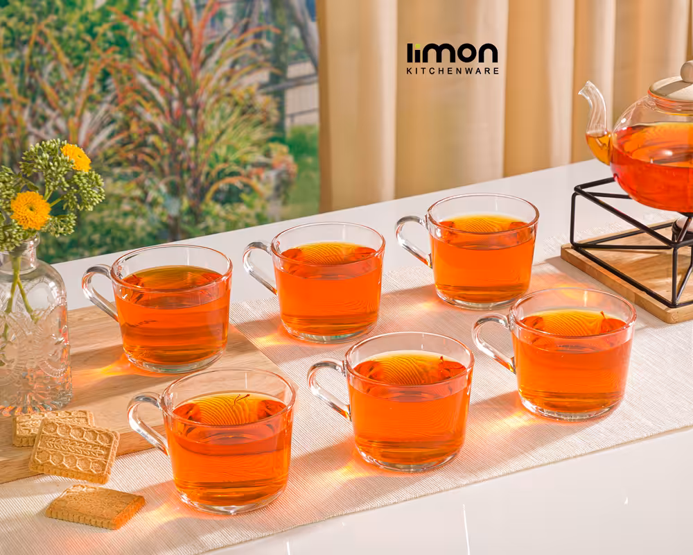 فنجان شیشه ای لیمون کد 2282 بسته 6 عددی