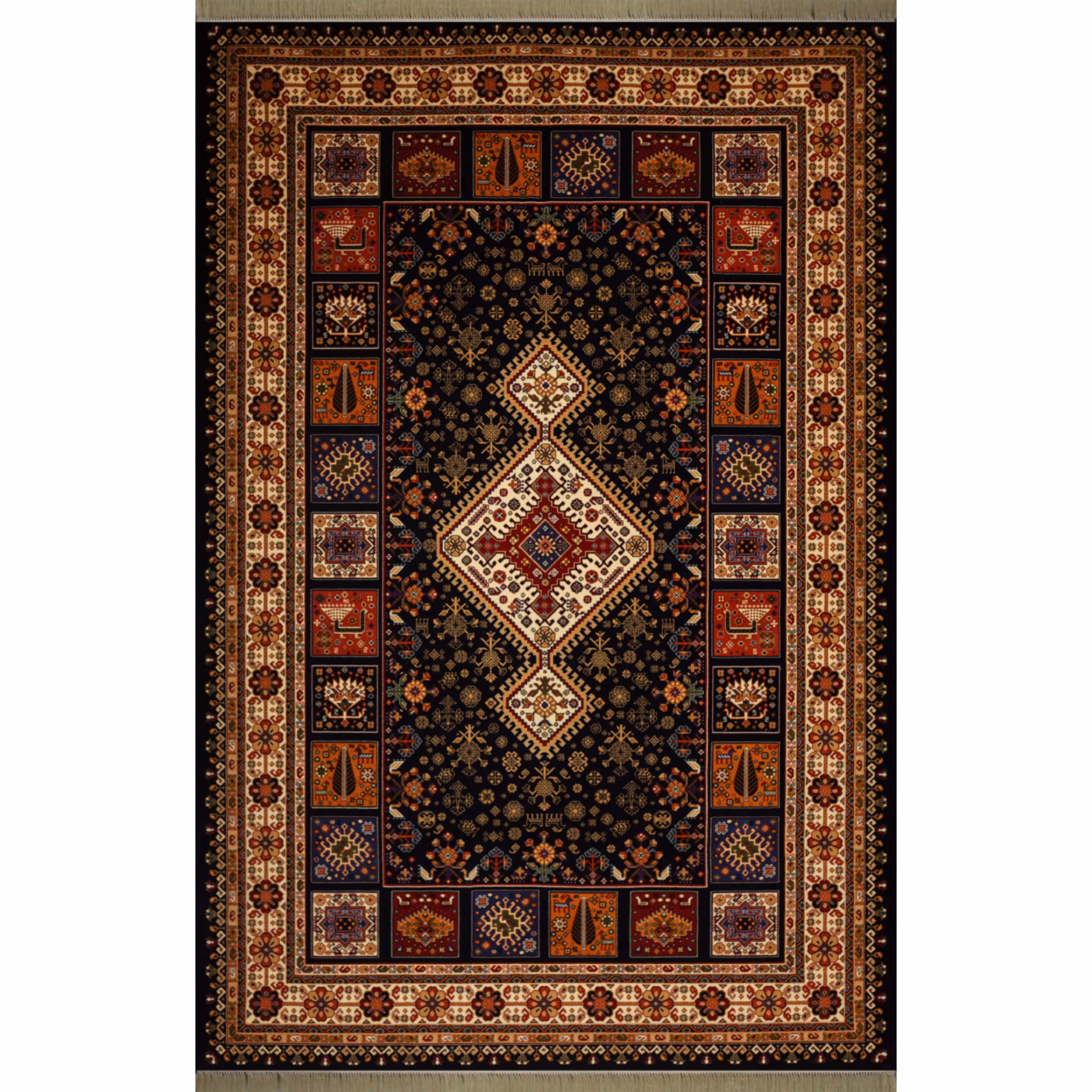 گبه ماشینی افرند زمینه سرمه ای کد 825 (شش متری)