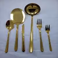 سرویس قاشق و چنگال 24 نفره 120 پارچه سولینگن مدل طلایی ساده دهنه اروپایی