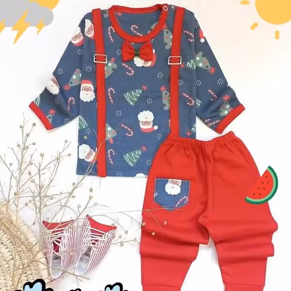 ست بلوز و شلوار طرح بابانوئل و کریسمس با جنس عالی 