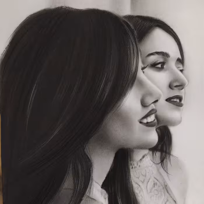 طراحی چهره سیاه قلم (دوچهره سایزA3)