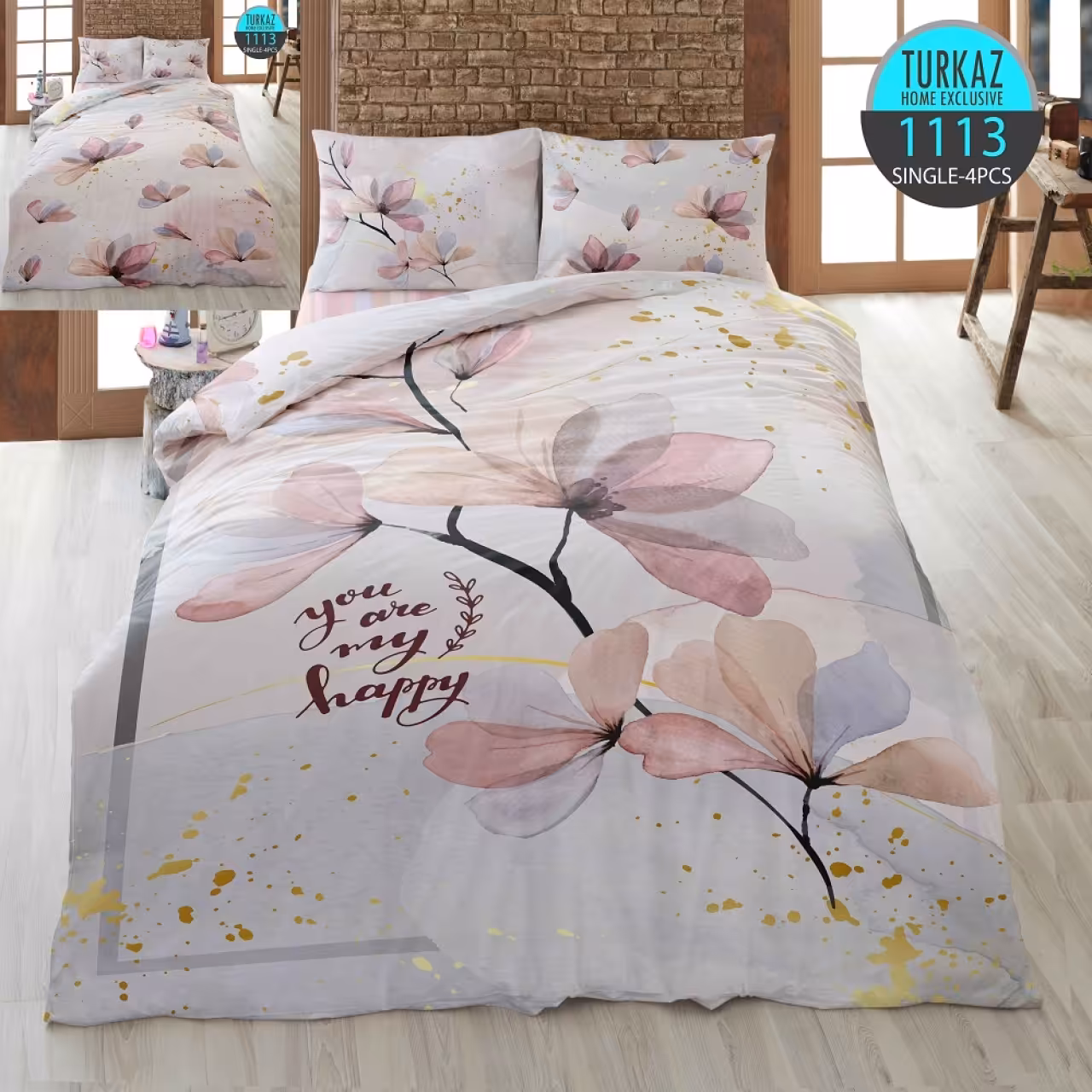 ست روتختی ترک آز کد 1113 تکنفره 4 تکه