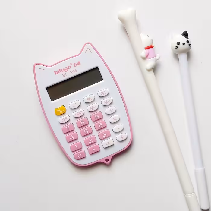 ماشین حساب فانتزی  طرح گربه صورتی