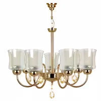 لوستر  برنز  7شعله اسپادان حباب منحنی -چراغ سقفی 7شعله فلزی طلایی استیل کروم با نوردهی عالی آشپز خانه سالن پذیرایی 