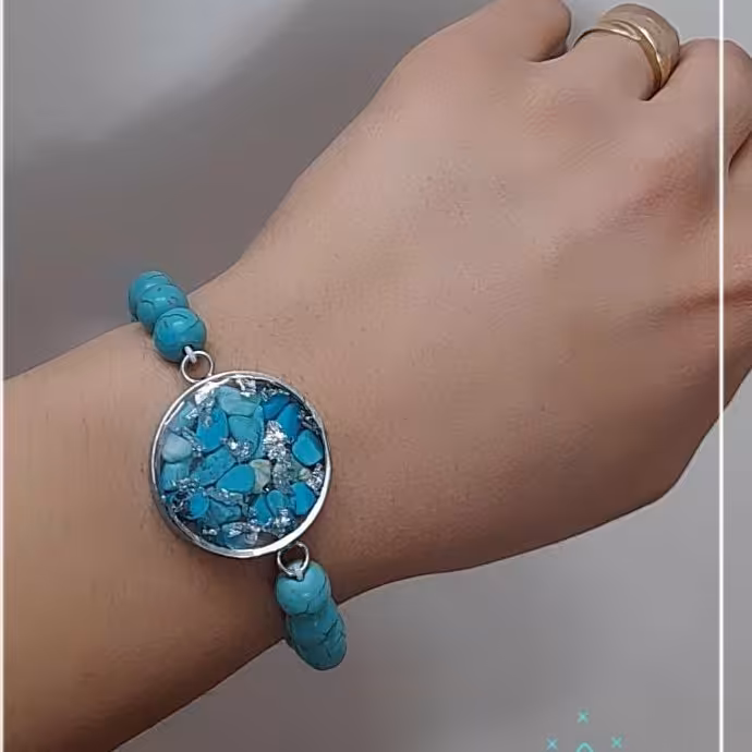 دستبندرزینی فیروزه بند مهره ای