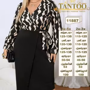 پیراهن مانتویی مجلسی یقه چپ و راستی بیگ سایز