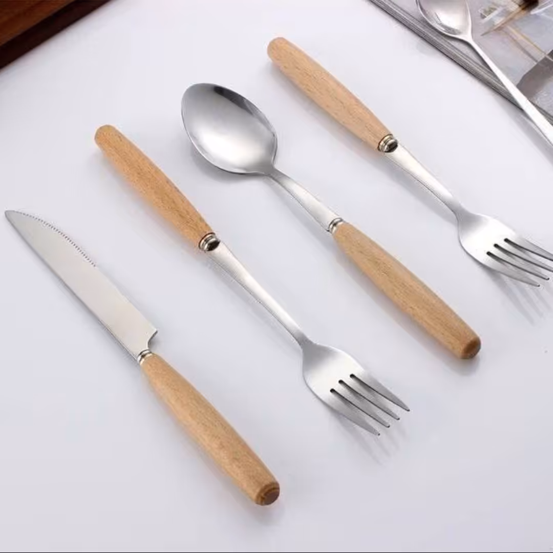 کارد و چنگال دسته چوبی 6 عددی