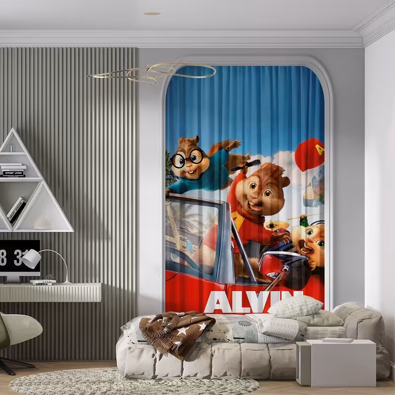 پرده پانچی طرح کودک سایز 140 در 280 جنس هازان کد347