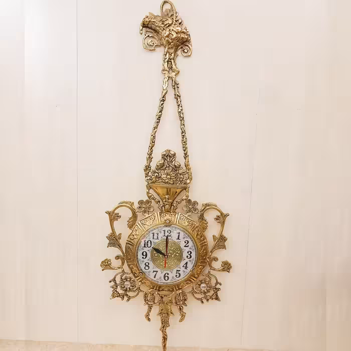 ساعت برنزی دیواری دسته دار مدل گلدان (ساعت برنجی) آویز