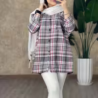 مانتو چهارخونه ستاره نخی (ارسال رایگان) سارین
