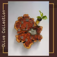 ساعت دیواری  چوب و رزین ابعاد 32در39 کد ZL 3