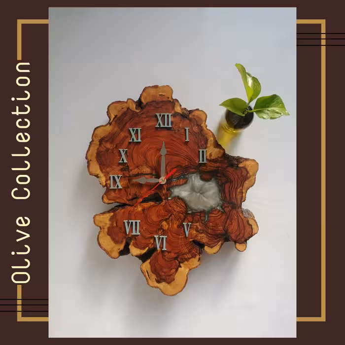 ساعت دیواری  چوب و رزین ابعاد 32در39 کد ZL 3
