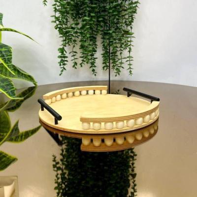 سینی چوبی مهره دار دسته فلزی