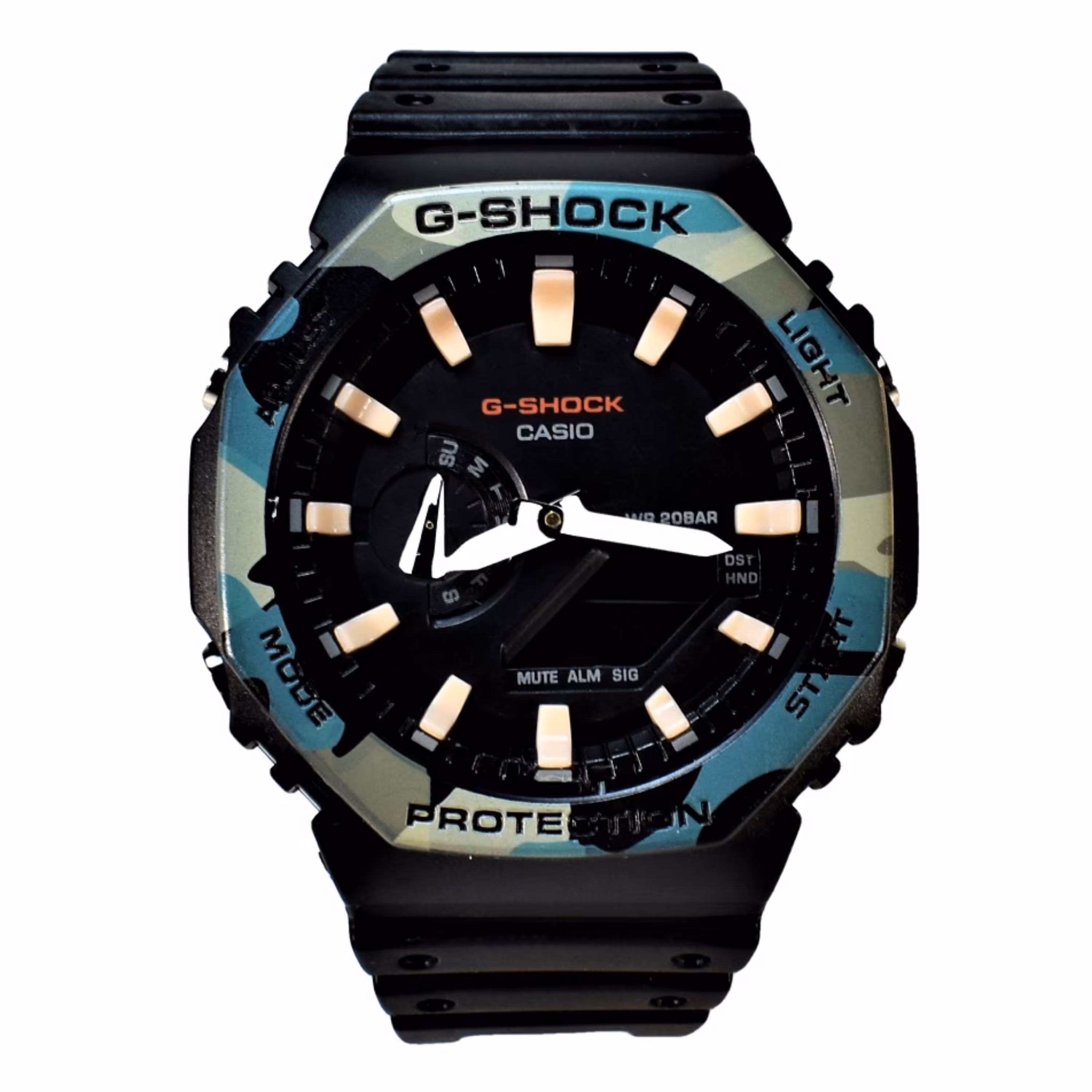 G-SHOCK GARBON CORE GUARD کاسیو هیدرولیگ دیجیتال رنگ دور صفحه ارتشی
