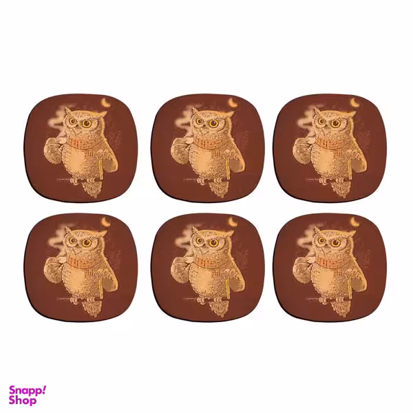 زیر لیوانی ترمه طراحان ایده مدل جغد قهوه نوش کد CFP083 بسته 6 عددی