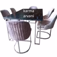 میز ناهار خوری استیل 8 نفره مدل کنزو  نقره ای طوسی  ارسال راااااااااااایگان برند کارما