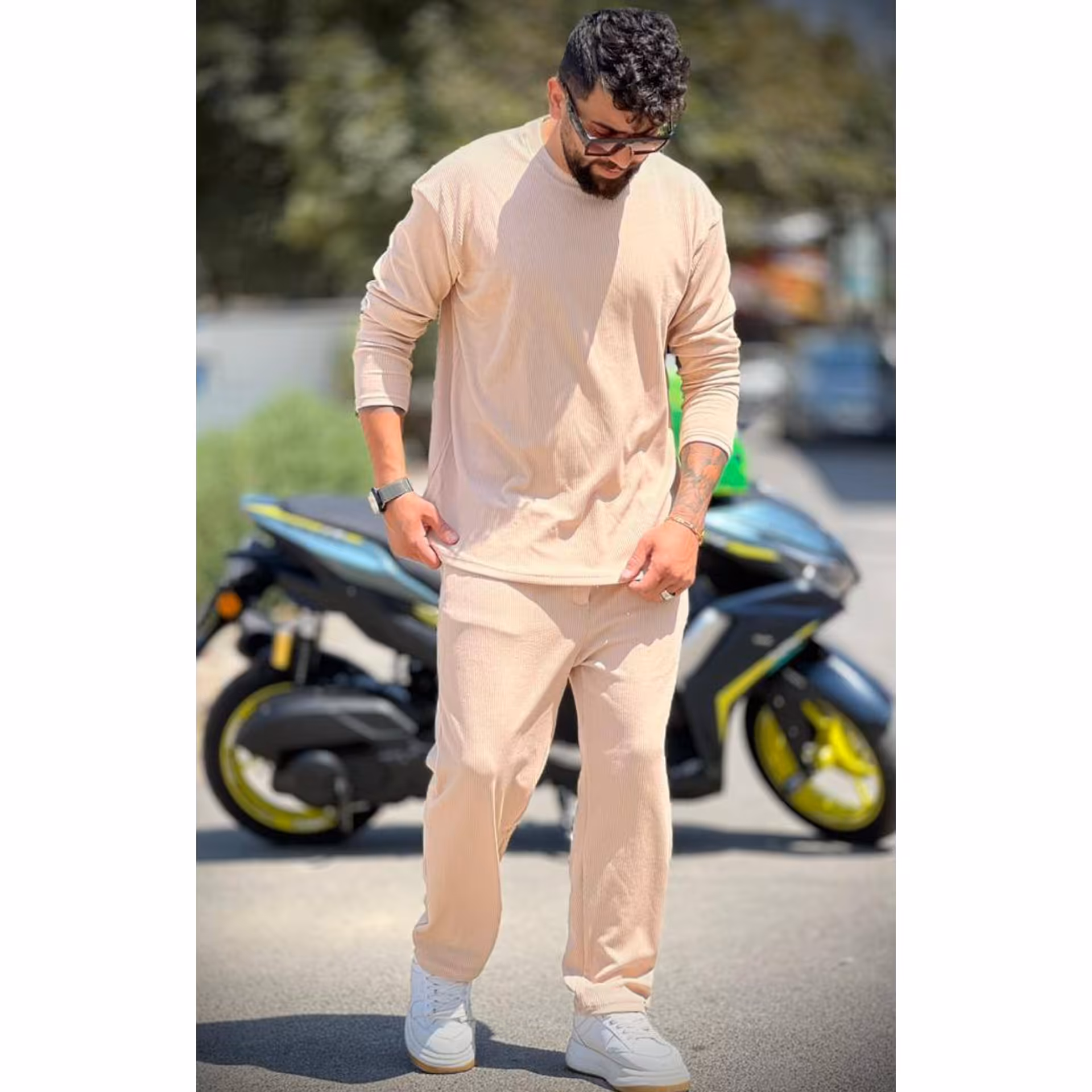ست شلوار و دورس مردانه مراکشی تنخور عالی (ارسال رایگان) جنس مراکشی طرحدار گرم بالا اورجینال و درجه یک