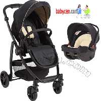 کالسکه کریر گراکو  مدل ایوو رنگ سورمه ای کرم با گرم کن پای کالسکه Graco Evo navy Sand