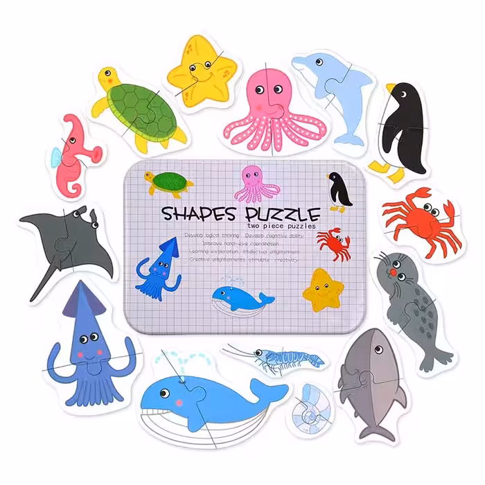 پازل با قوطی فلزی مدل موجودات دریایی کد P/100109/B