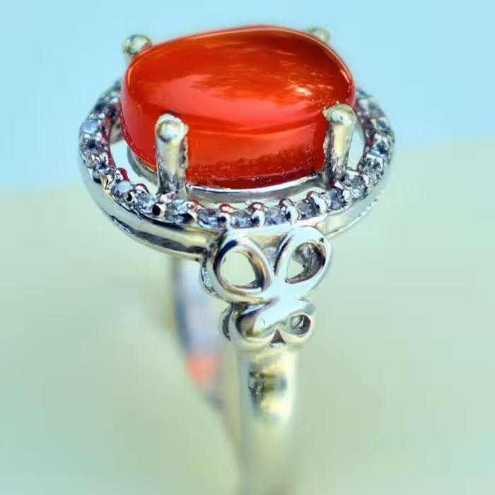 انگشتر  نقره زنانه عقیق یمنی اصل عیار 925 آقابزرگ