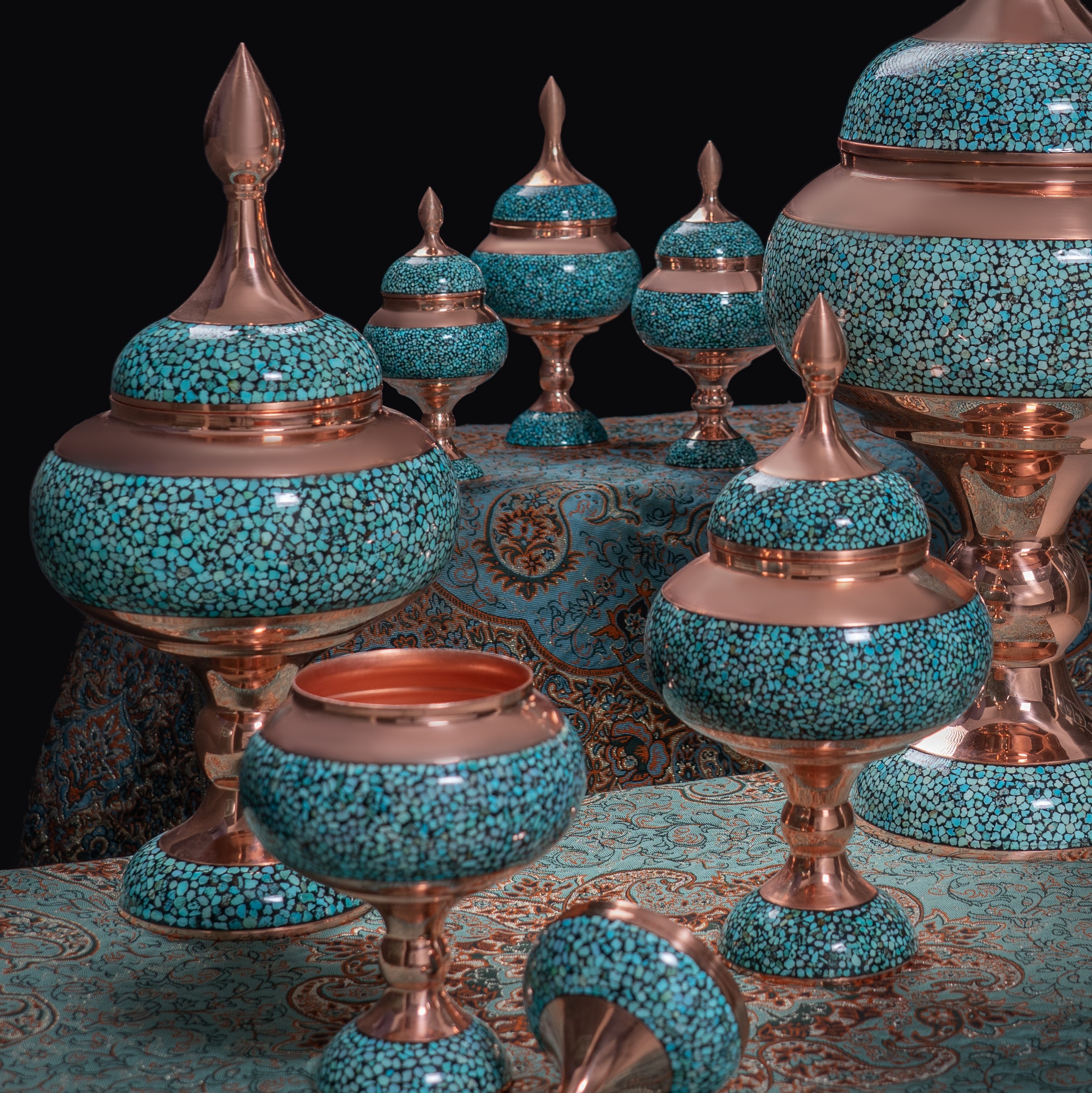 شکلات خوری مس و فیروزه  18cm