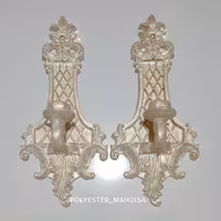 شمعدان دیواری شمعدان دیوارکوب 35سانتی پتینه سفیدطلایی