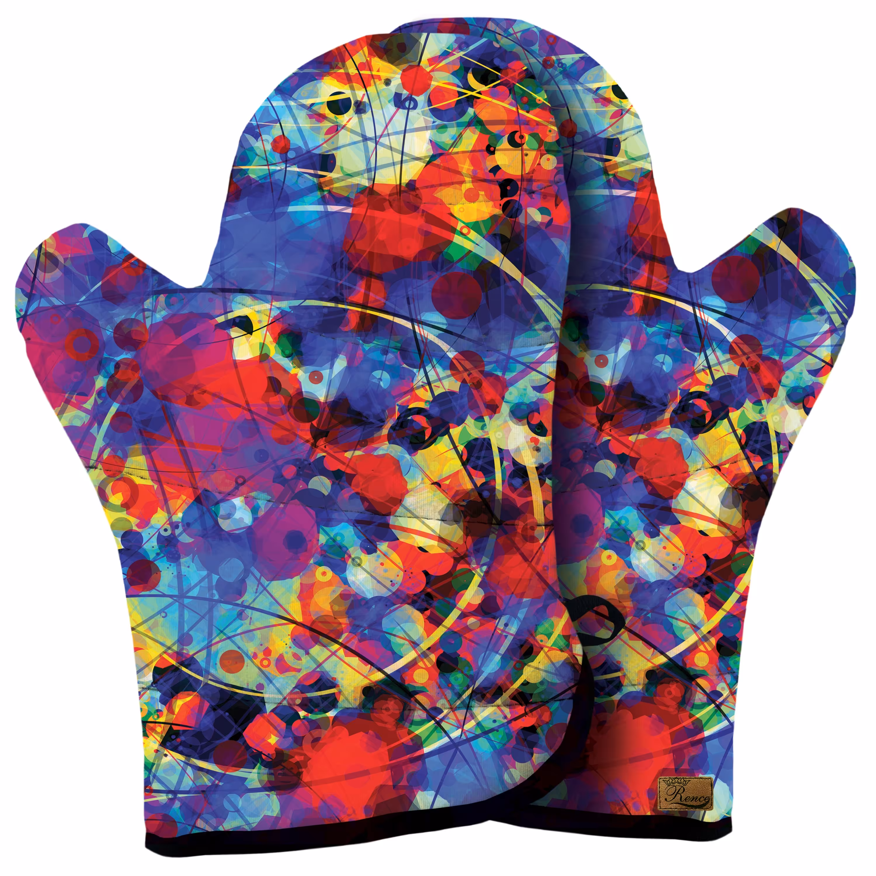 دستکش فر پارچه ای نسوز مخمل دو رو چاپ طرح رنگی سایز 20 در 32 مدل F1-505 شرکت رنس