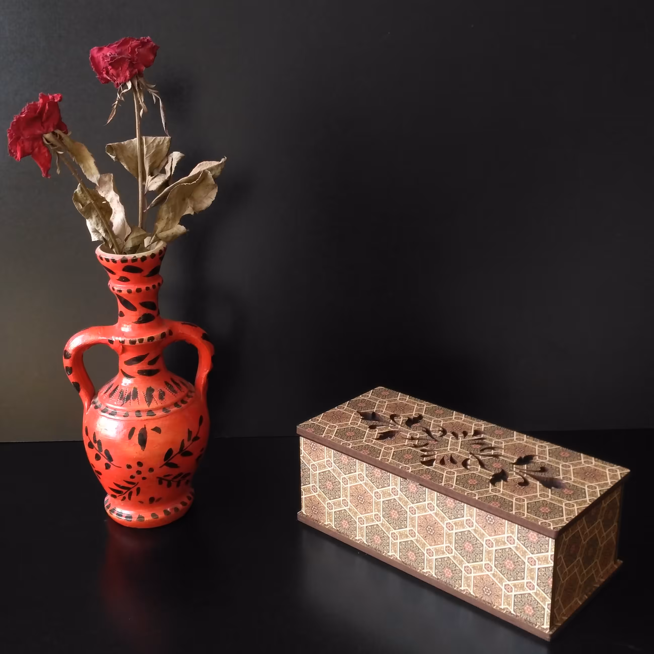 جعبه لولادار طرح میناکاری