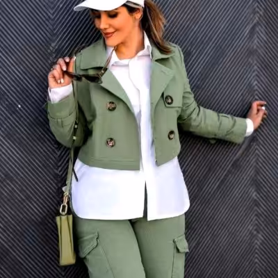سه تکه جذاب کتان کش کت،شومیز،شلوار
