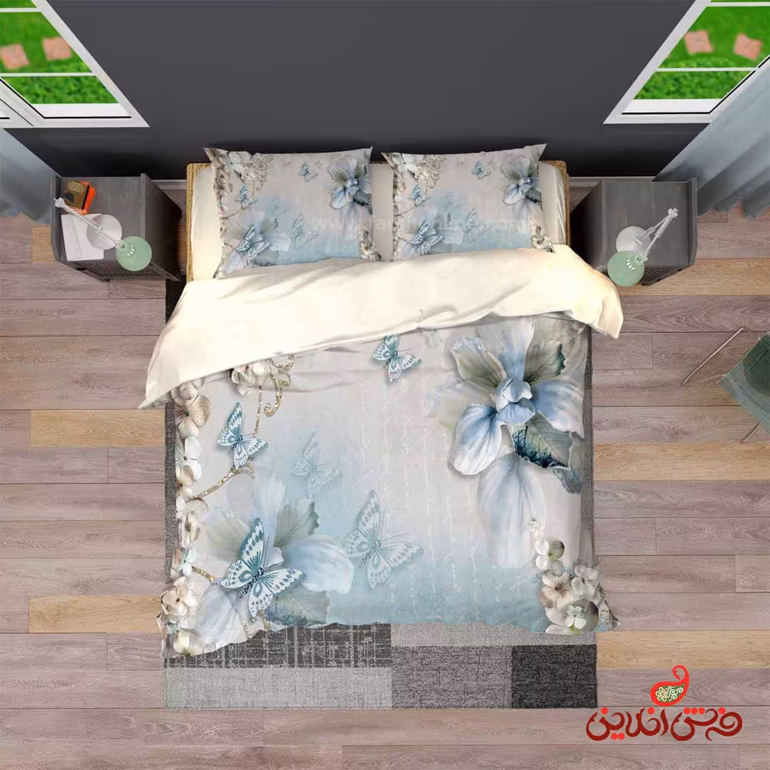 روتختی طرح گل و پروانه کد 2829