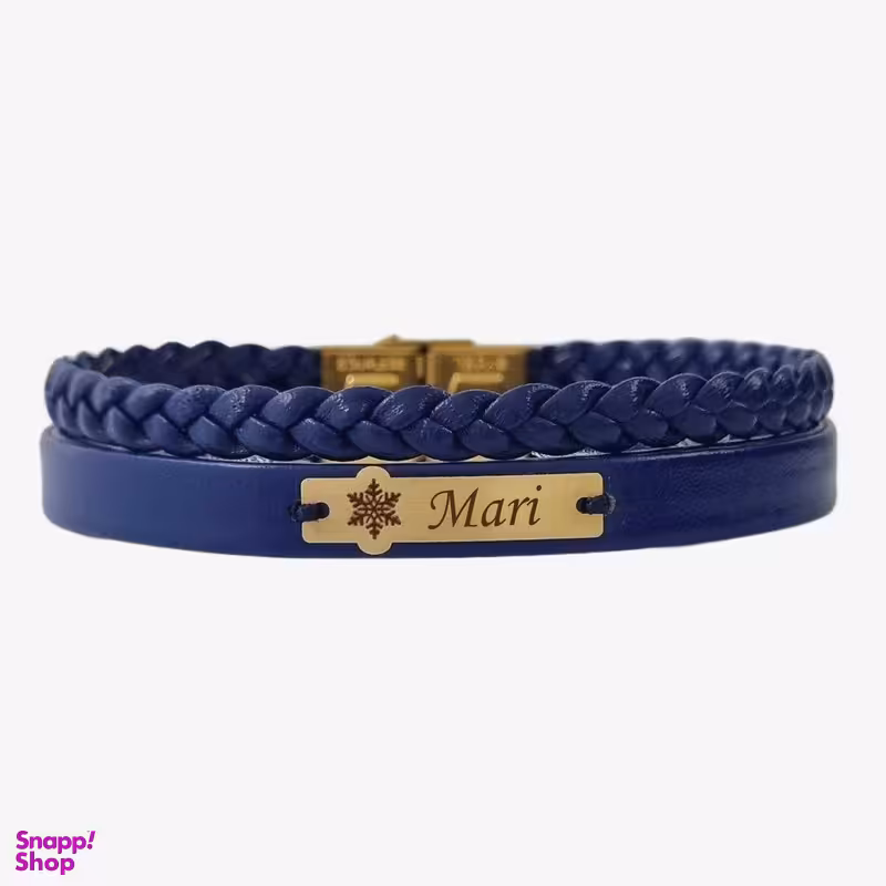 دستبند  چرم و طلا 18 عیار زنانه لیردا مدل اسم ماری 20206