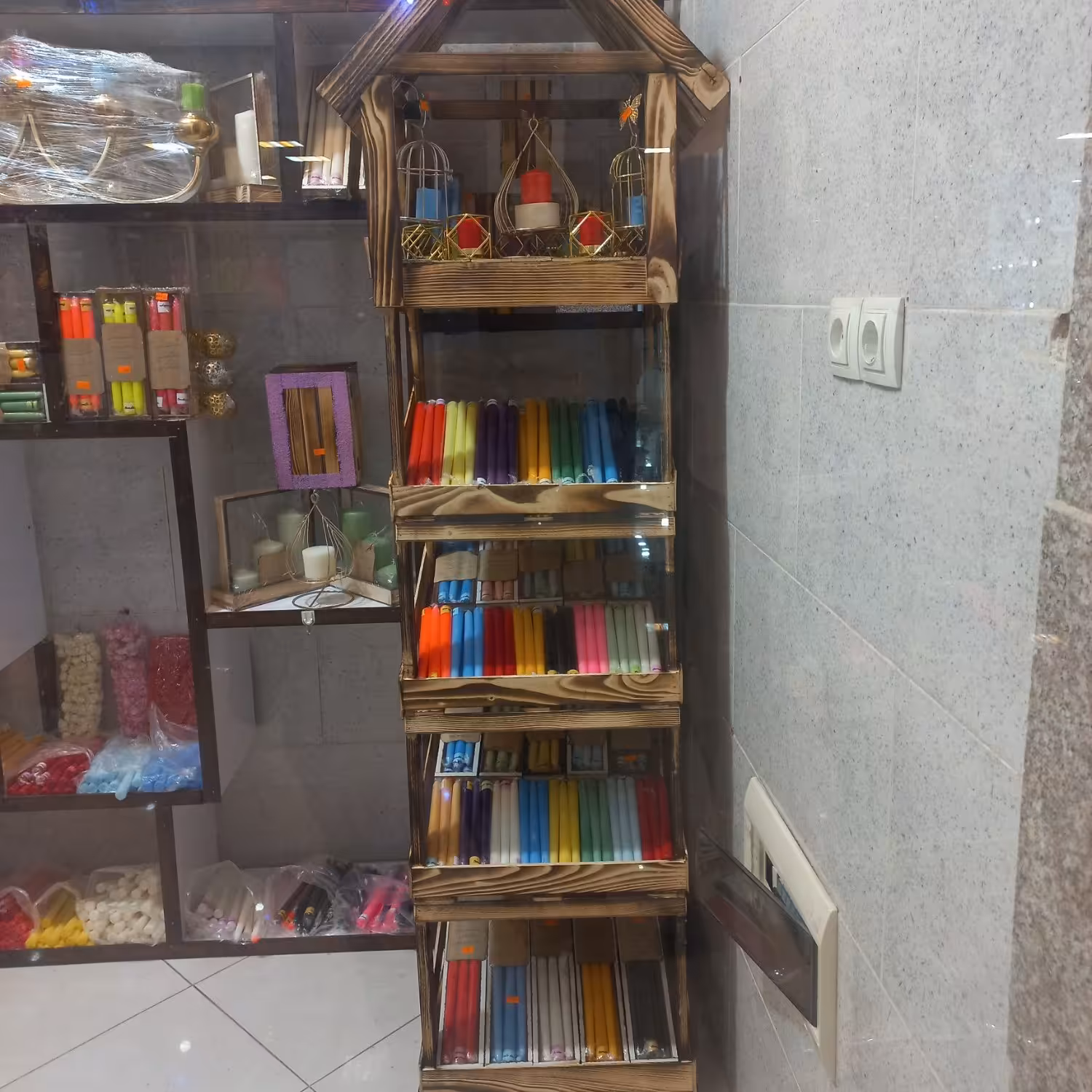 شمع قلمی  20 سانتی رنگ زرد فسفری بسته 6 عددی جعبه چوبی