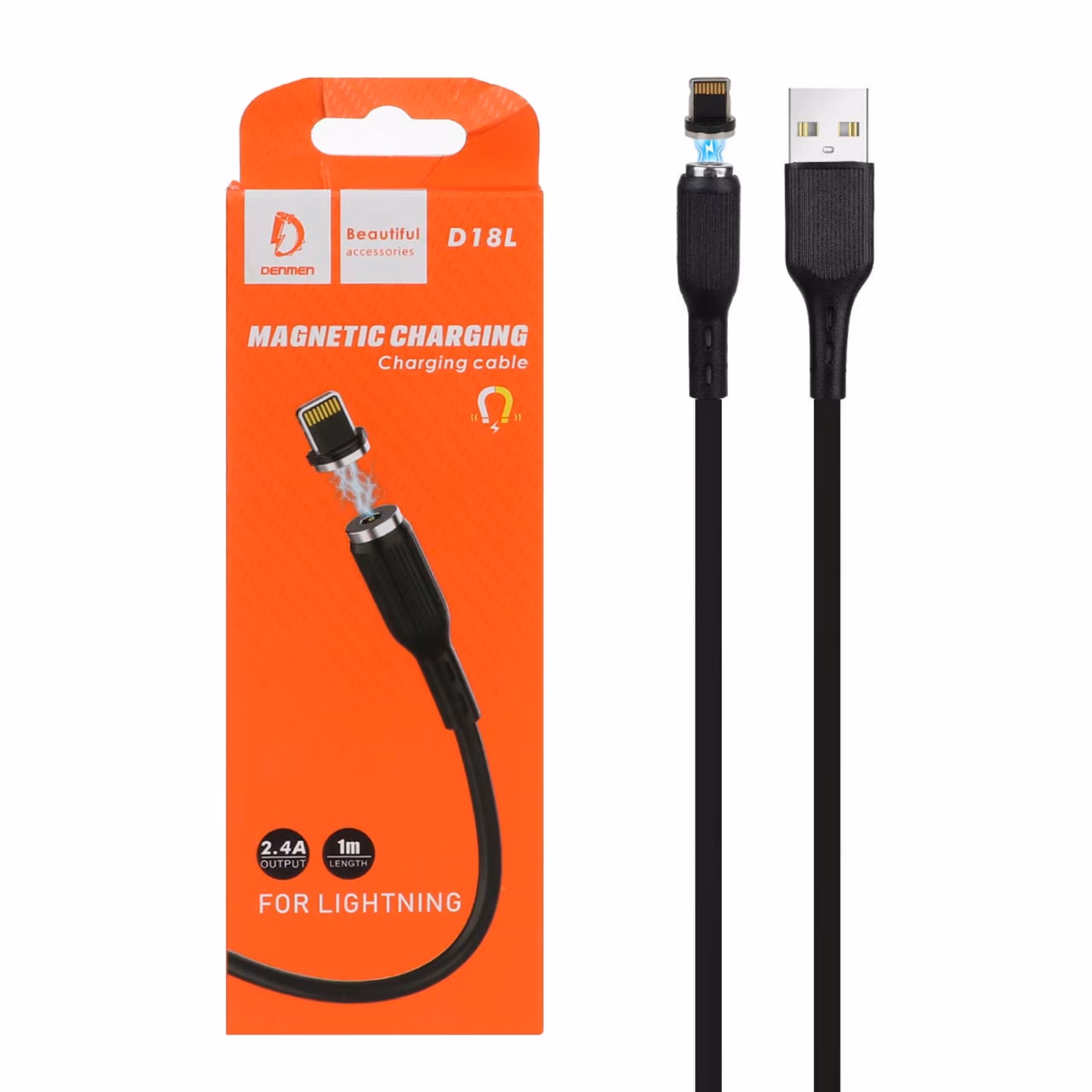 کابل شارژ فست مگنتی آیفون Denmen مدل D18L