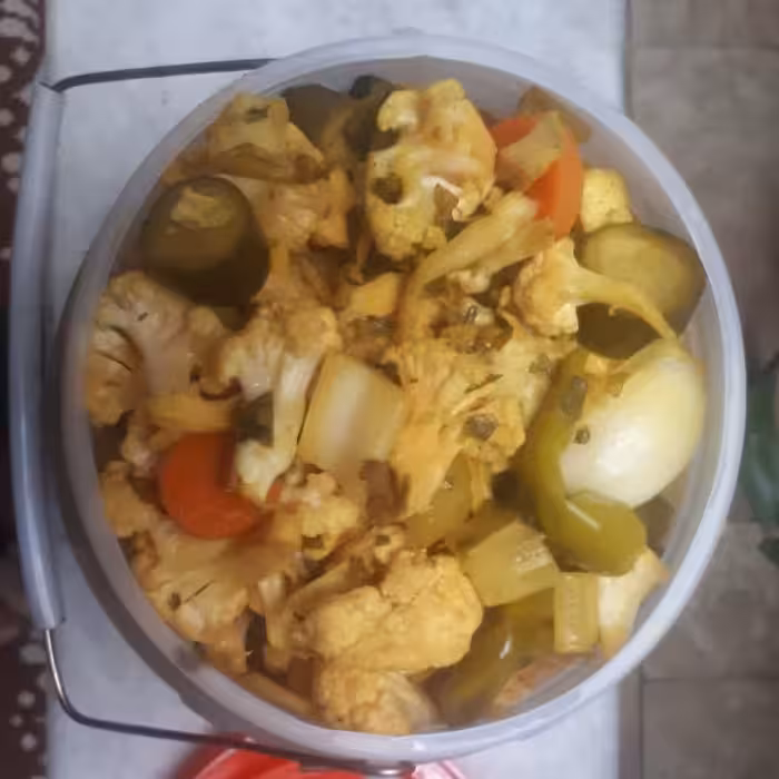 ترشی مخلوط با سرکه خانگی ارگانیک محصول باغ شخصی، 5 کیلویی