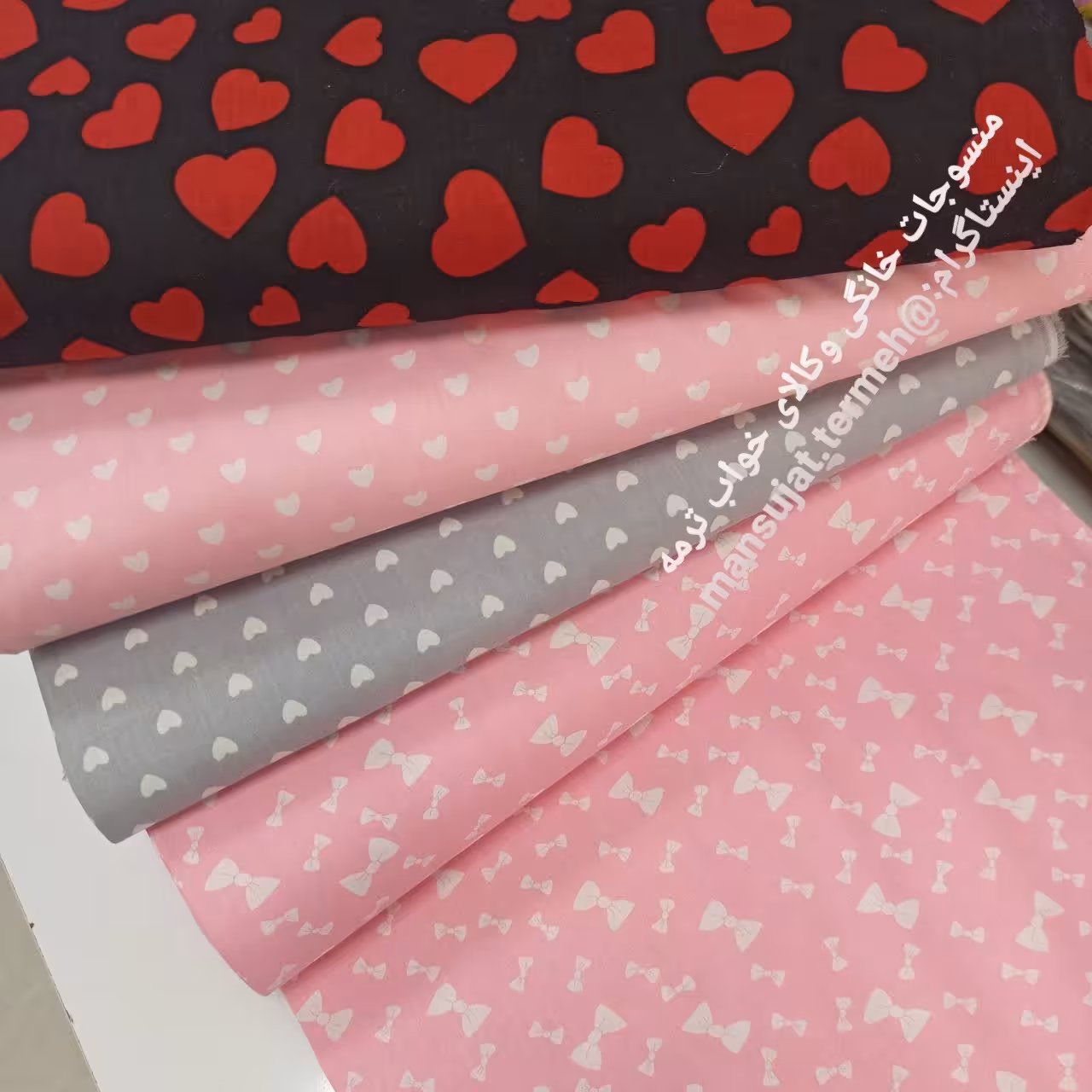 پارچه قلبی فانتزی کتان نخ رنگ ثابت 