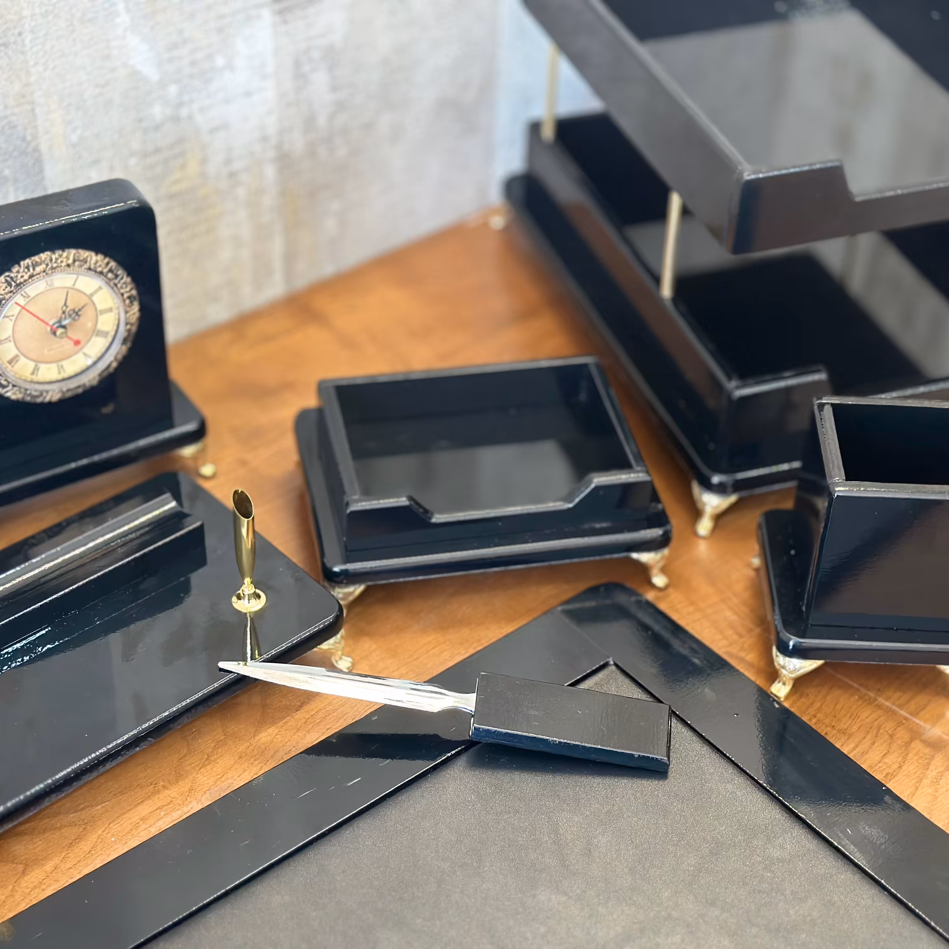 ست رومیزی چوب 10 تکه اداری مدیریتی مشکی