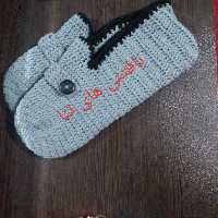 پاپوش مردانه سایز بزرگ پا از سایز 44 به بالا طرح ساده و دکمه دار و ساقدار در غرفه بافتنی های ثنا